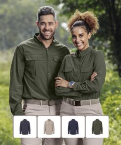 Mens Amatola Long Sleeve Outdoor Bush Shirt – Vented Back With Pleated Pockets