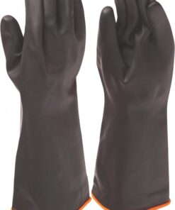 Rubber Glove Elbow Length Smooth Black/Orange