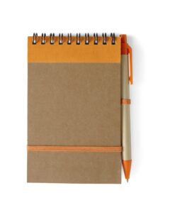 Wire bound recycled note book with seventy lined pages, a retrac