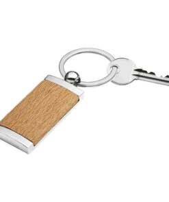 Wooden Keychain With Metal Trim – Avail in: Brown