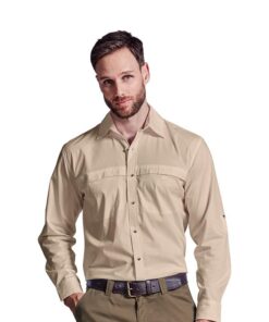Mens Indiana Stretch Shirt. Grey, Navy or Stone