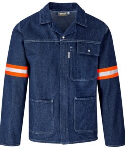 Cast Premium 100% Cotton Denim Workwear Jacket – Reflective Arms – Orange Tape