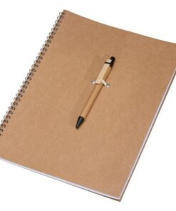 A4 notepad made of recycled paper with matching ball pen fits pe