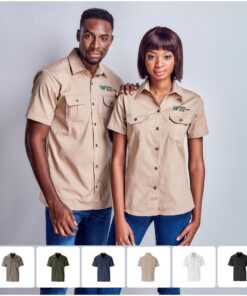 Ladies Short Sleeve Wildstone Bush Shirt – 100% Cotton With Pleated Pockets Tracker Shirt