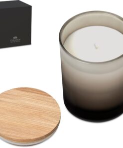 Vanilla Scented 160g Candle In Glass Container With Eco Bamboo Lid & Gift Box