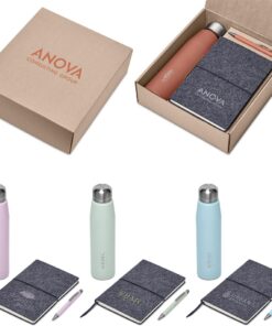 Vogue A5 Notebook, Pen & Water Bottle Eco Friendly Cassidy Gift Set – In Various Pastel Colours