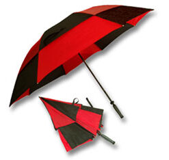 WINDPROOF GOLF UMBRELLA, BLACK & RED (Dia 128cm)