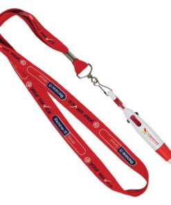 Colourquad pen with lanyard branded one colour and pen branded f